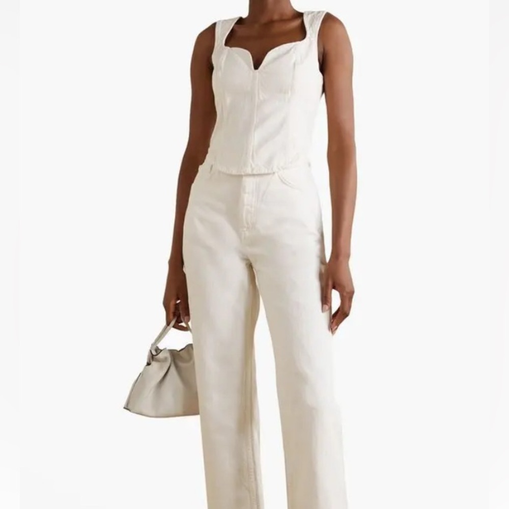 Mara Hoffman Cream Straight Leg Jeans